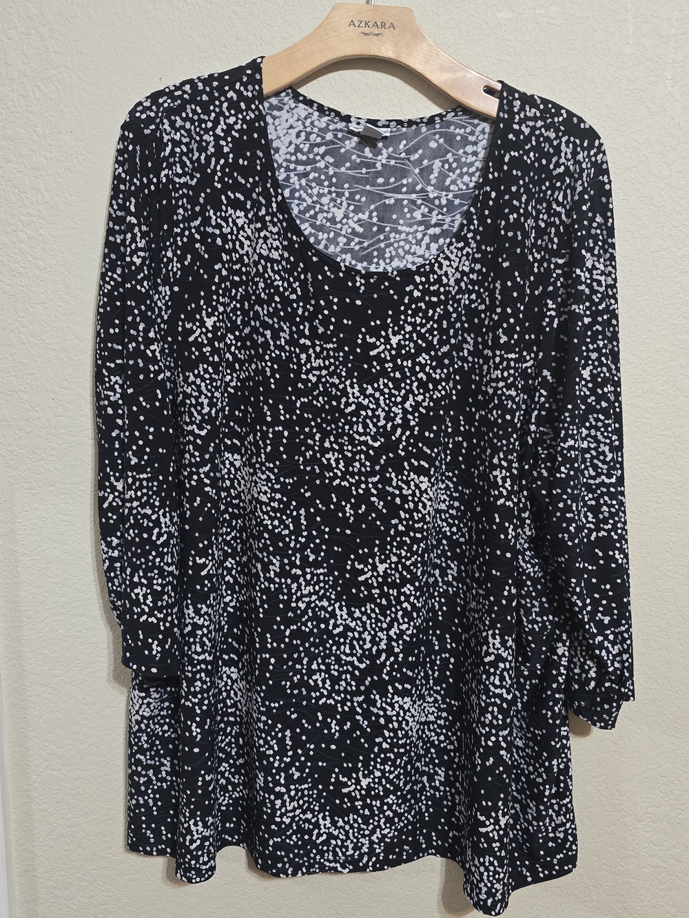 croft & barrow Black and White Speckled Tunic Top